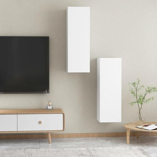 Tv-borde 2 stk. 30,5x30x90 cm konstrueret træ hvid