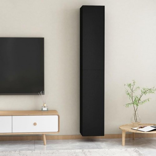 Tv-borde 2 stk. 30,5x30x90 cm konstrueret træ sort
