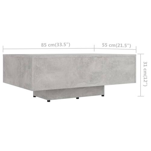 Sofabord 85x55x31 cm konstrueret træ betongrå