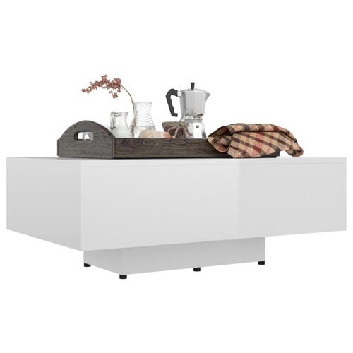 Sofabord 85x55x31 cm konstrueret træ hvid højglans