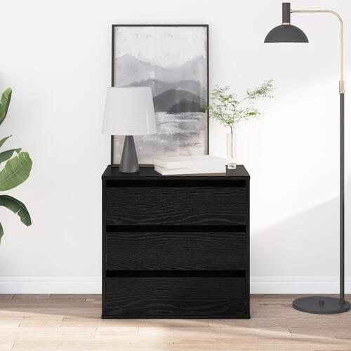 Hjørneskuffe Sort Eg 60x41x58 cm Konstrueret Træ