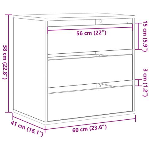 Hjørneskuffe Sort Eg 60x41x58 cm Konstrueret Træ