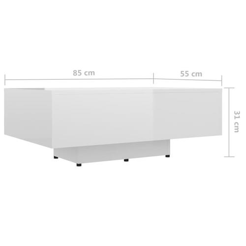 Sofabord 85x55x31 cm konstrueret træ hvid højglans