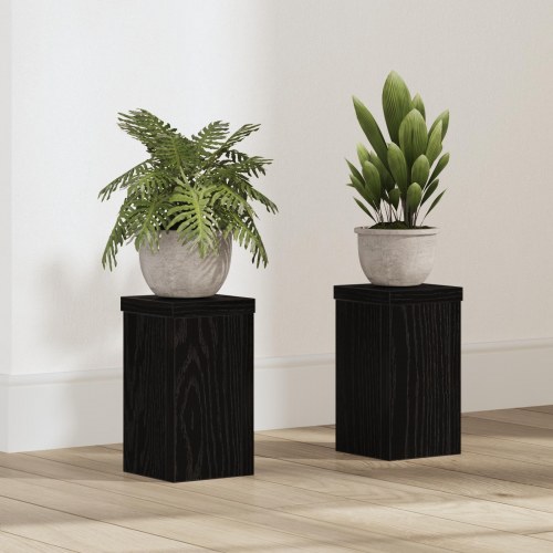 Sort Egetræ Planteholder Sæt af 2 Sort egetræ Træ 10 x 10 x 18 cm