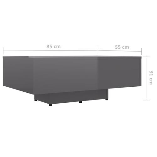 Sofabord 85x55x31 cm konstrueret træ grå højglans