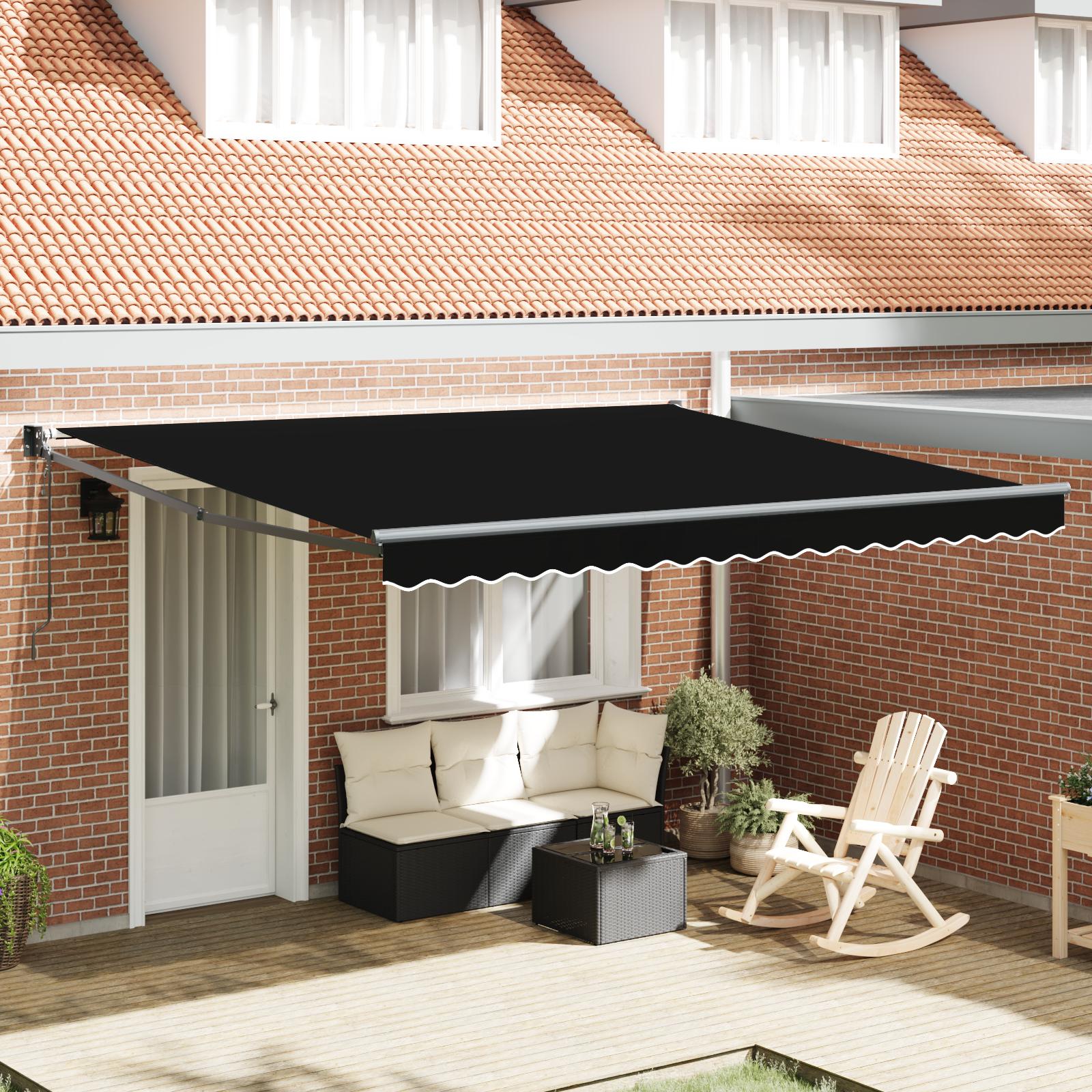 Utrækkelig Markise Sort 400 × 300 cm Polyester billede