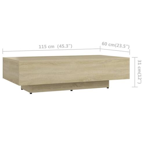 Sofabord 100x49,5x31 cm konstrueret træ sonoma-eg
