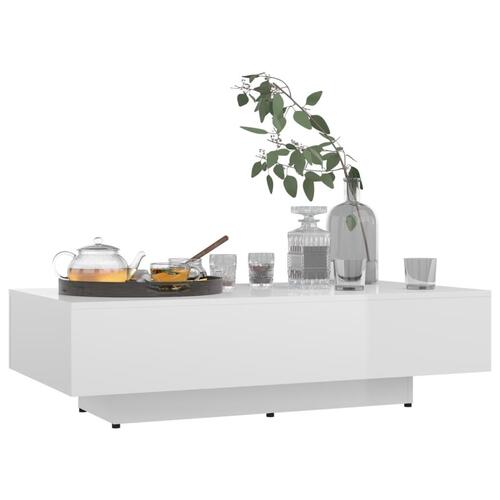 Sofabord 100x49,5x31 cm konstrueret træ hvid højglans