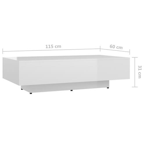 Sofabord 100x49,5x31 cm konstrueret træ hvid højglans