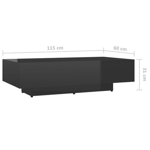 Sofabord 115x60x31 cm spånplade sort højglans