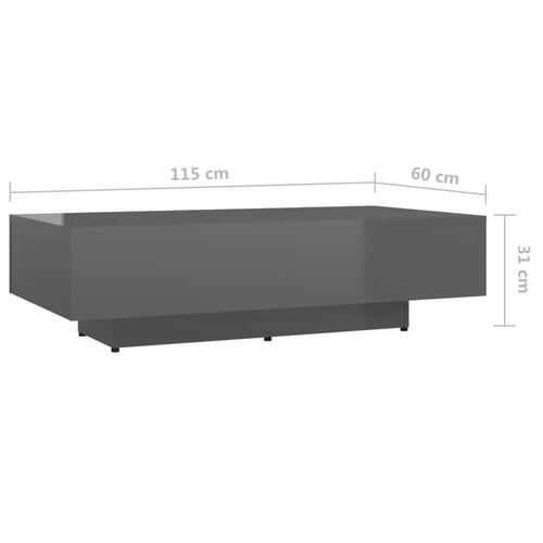 Sofabord 115x60x31 cm konstrueret træ grå højglans
