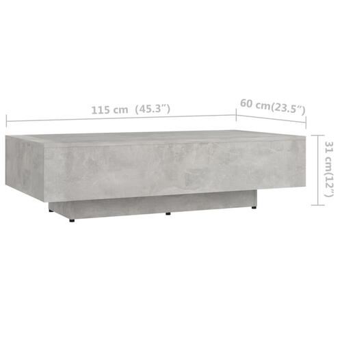Sofabord 100x49,5x31 cm konstrueret træ betongrå