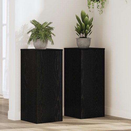 Planteskulpturer 2 stk Sort Eg 30x30x70 cm Ingeniørt Træ