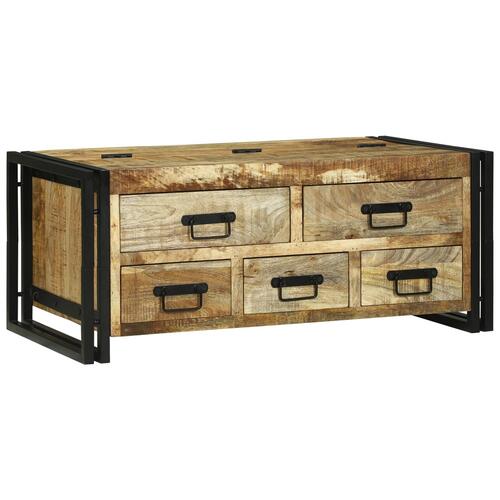 Sofabord 90x50x38 cm Massivt Træ Rå Mango