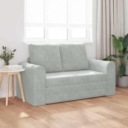 Gulv Sofa Seng 2-i-1 Lysegrå 148x71x83 cm Velour