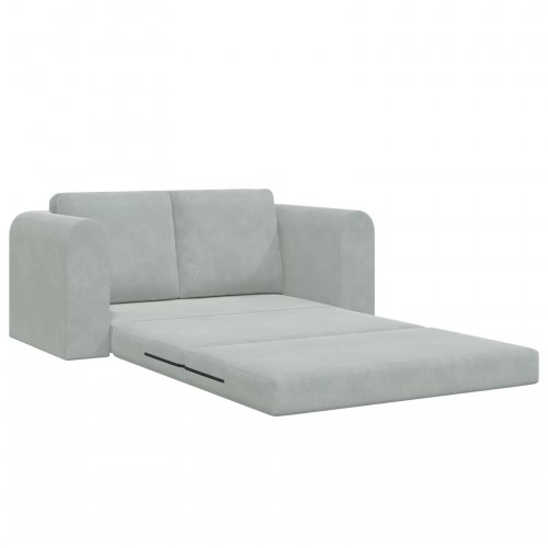 Gulv Sofa Seng 2-i-1 Lysegrå 148x71x83 cm Velour