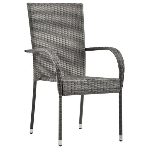 5 Stk Have Spisestue Grå Poly Rattan