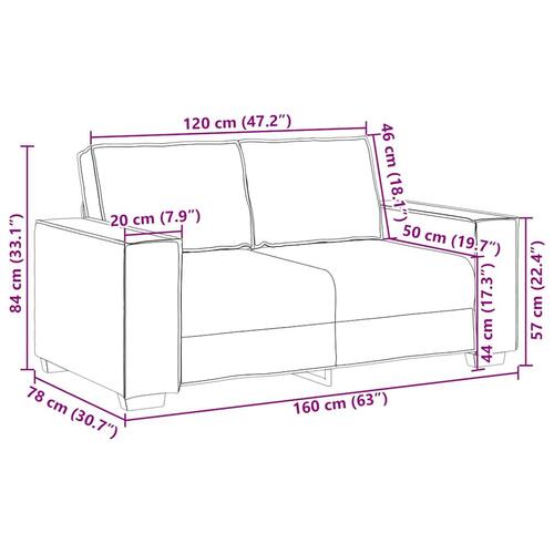 2-personers sofa sort 120 cm stof