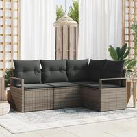4 Stk Have Sofa Sæt med Puder Grå Poly Rattan