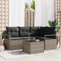4-delt havensofa sæt med puder sort poly rattan
