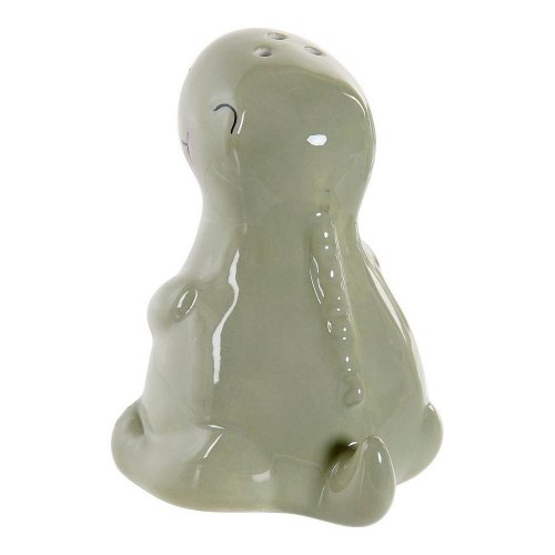 Salt- og peberbøsser - Dinosaur, hvid/grøn, dolomit, 2 stk. (6,6 × 7 × 7,7 cm)