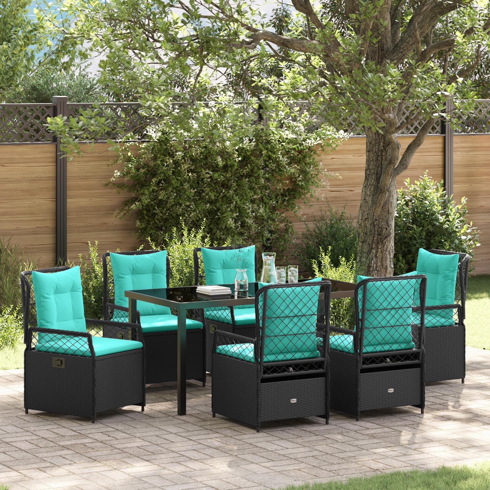 7 Personers Have Spisesæt Sort Poly Ratan