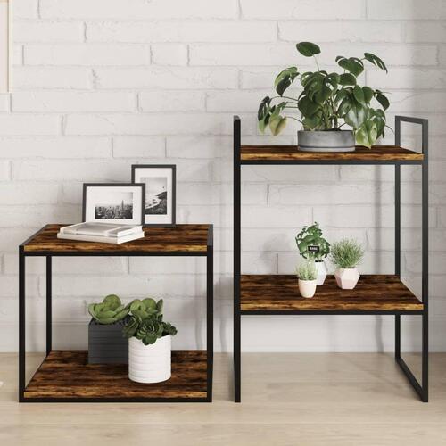 Væghylder 4 stk. 40x50x1,5 cm konstrueret træ røget egetræ (OUTLET A)