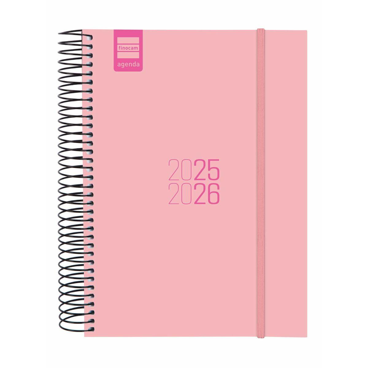 Kalender dagbog Finocam 2025-2026 - pink, spiral
