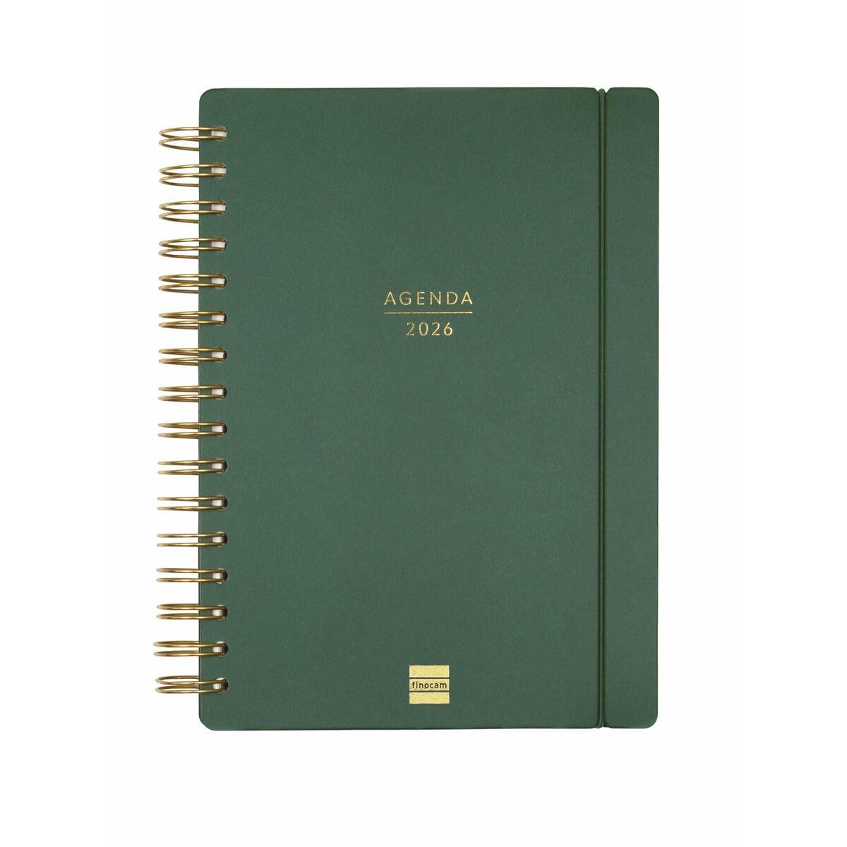 Kalender dagbog Finocam - 2026, spiral, grøn