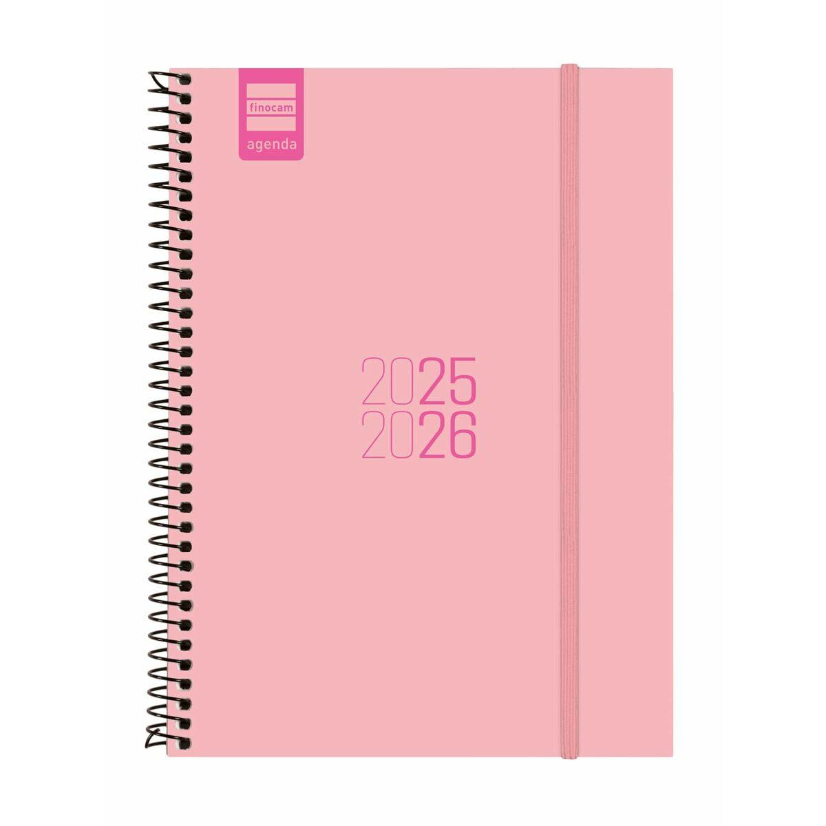 Kalender dagbog Finocam 2025-2026 - spiral, pink