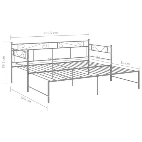 Sengestel til udtræksseng 90x200 cm metal grå