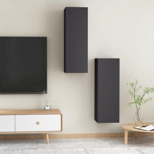 Tv-borde 2 stk. 30,5x30x90 cm konstrueret træ grå