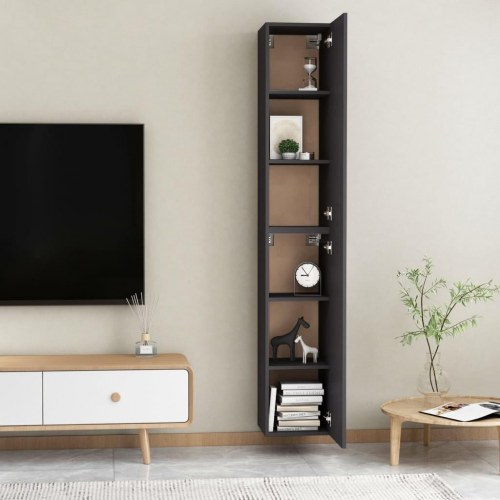 Tv-borde 2 stk. 30,5x30x90 cm konstrueret træ grå
