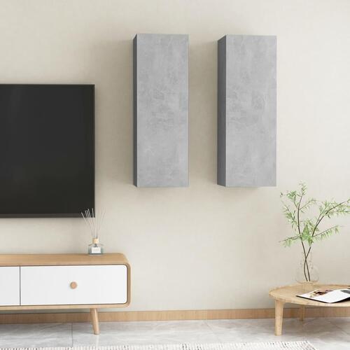 Tv-borde 2 stk. 30,5x30x90 cm konstrueret træ betongrå