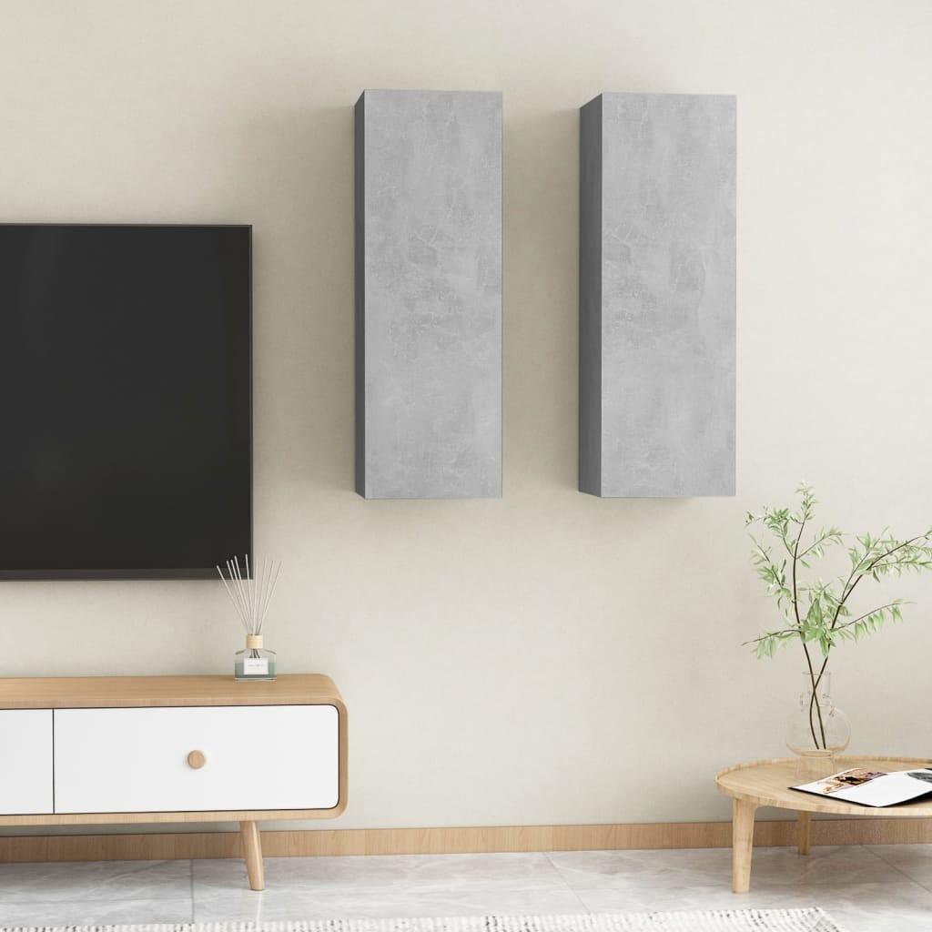 Tv-borde 2 stk. 30,5x30x90 cm konstrueret træ betongrå