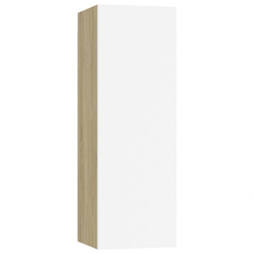 Tv-borde 2 stk. 30,5x30x90 cm konstrueret træ hvid og sonoma-eg