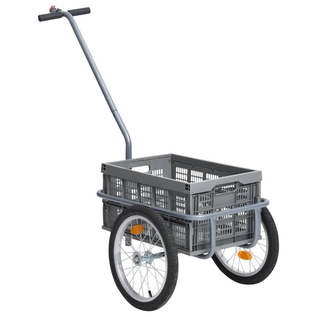 Cykelanhænger m. 50 l sammenklappelig transportkasse 150 kg grå