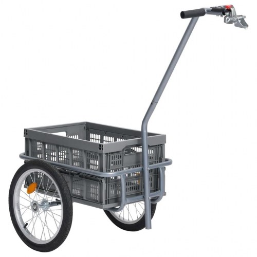Cykelanhænger m. 50 l sammenklappelig transportkasse 150 kg grå