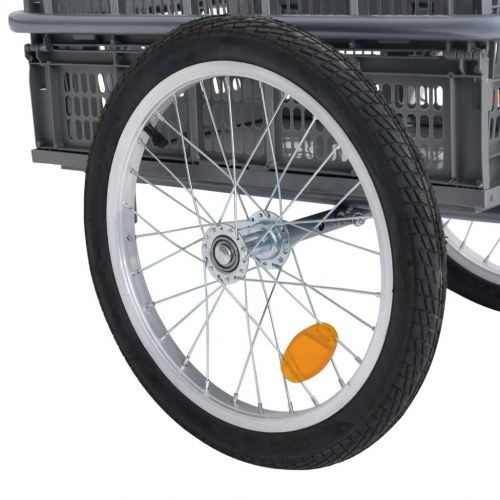 Cykelanhænger m. 50 l sammenklappelig transportkasse 150 kg grå