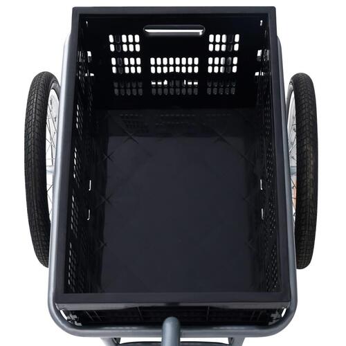 Cykelanhænger m. 50 l foldbar transportkasse 60 kg sort