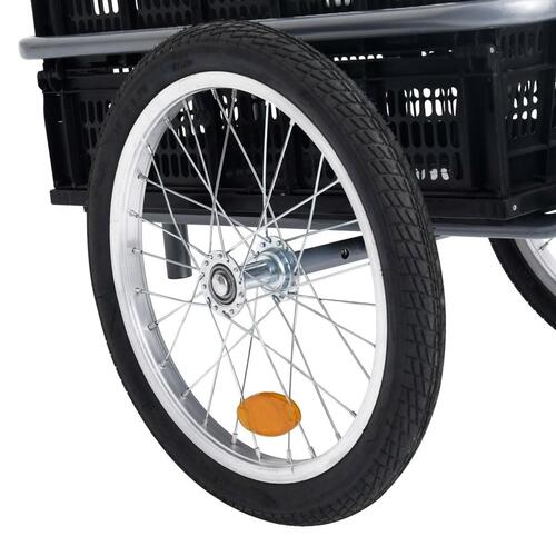 Cykelanhænger m. 50 l foldbar transportkasse 60 kg sort