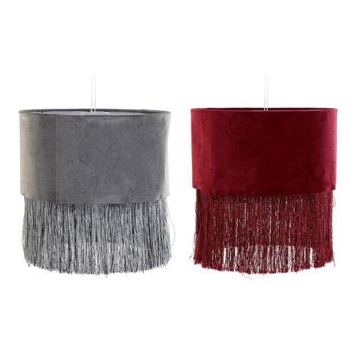 Lampeskærm 8424001773930 Grå Bourgogne Metal Fløjl Frynse Sixties 30 x 30 x 29 cm (2 enheder)