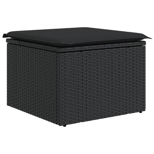 7 Delers Havemøbel Sæt med Puder Sort Poly Rattan
