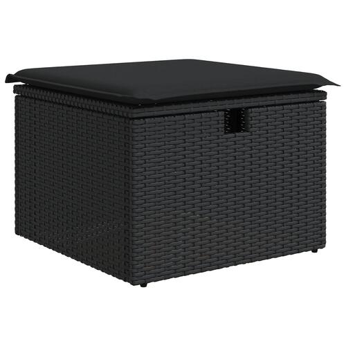 9 Delt Have Sofa Sæt med Puder Sort Poly Rattan