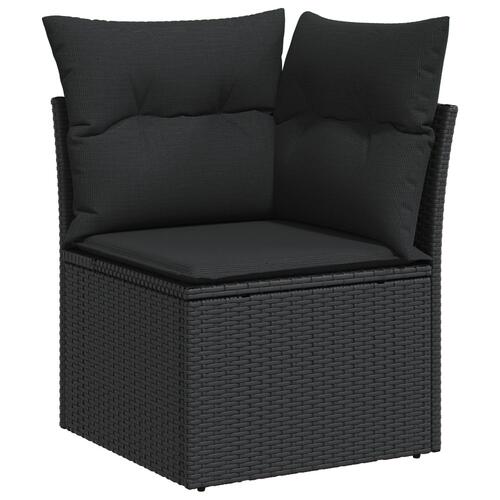 9 Delt Have Sofa Sæt med Puder Sort Poly Rattan