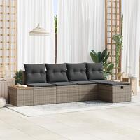 5 Stk. Have Sofa Sæt med Puder Grå Poly Rattan