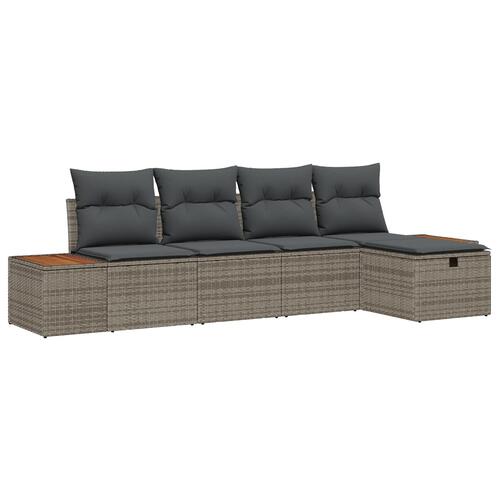 5 Stk. Have Sofa Sæt med Puder Grå Poly Rattan