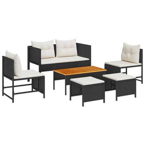 Udendørs Sofa Sæt Sort Syntetisk Rattan Medium Udendørs Sofa Sæt