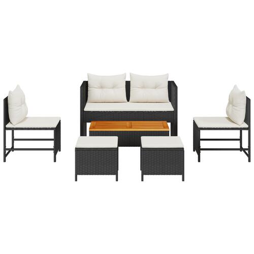 Udendørs Sofa Sæt Sort Syntetisk Rattan Medium Udendørs Sofa Sæt