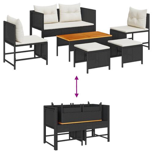 Udendørs Sofa Sæt Sort Syntetisk Rattan Medium Udendørs Sofa Sæt